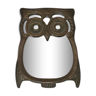 Old bronze mirror owl or owl 50's years Height = 18 cm