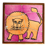 Wooden frame puzzle from the 1960s depicting a lion.