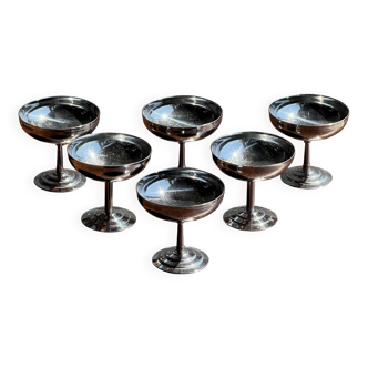 Lot de 6 coupes à glace sur pied géométrique circulaire en métal