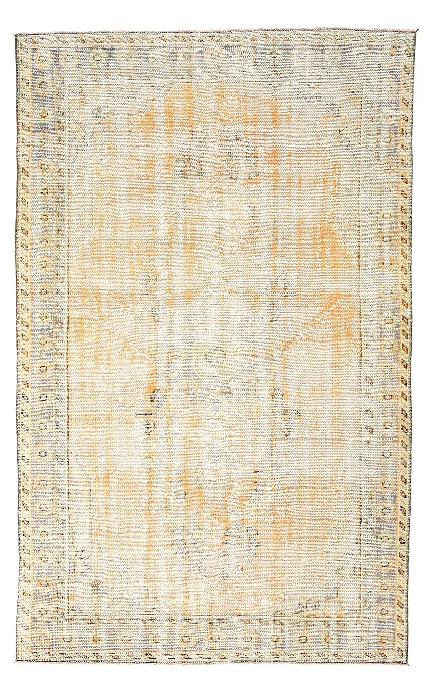 5x9 Vintage Oriental & Bordered Pattern Orange Turkish Rug, 170x274Cm