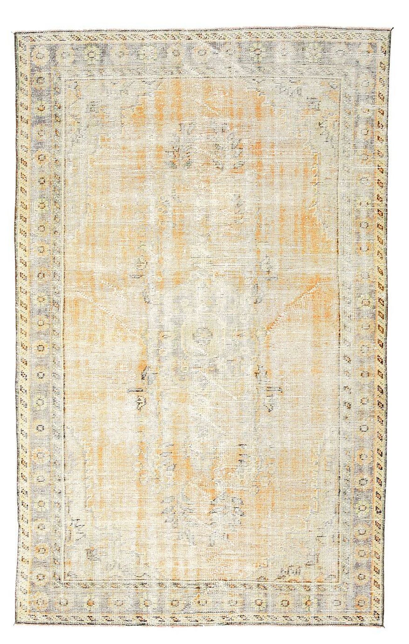 5x9 Vintage Oriental & Bordered Pattern Orange Turkish Rug, 170x274Cm