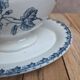 Antique sauce boat Sarreguemines bamboo shape – unlisted blue decoration – ironstone