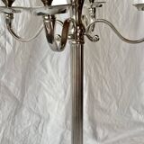 Antique large five-armed chrome-plated steel candlestick - 76cm
