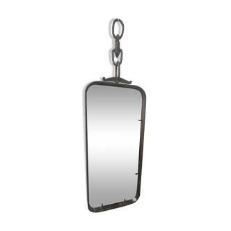 Brutalist wrought iron mirror from the 50s