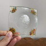 Supports ou assiettes de bougies chauffe-plat en verre d'art, verre fondu aux couleurs vives de l'arc-en-ciel
