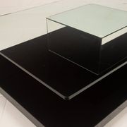 Cidue Mid Century Italian Black Lacquer, Mirror and Glass Coffee Table 1970