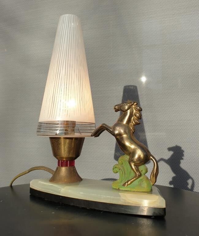Art deco horse pitched bedside lamp 1930