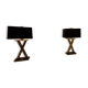 Paire de lampes de table — pied en laiton formé en X, socle marbre noi