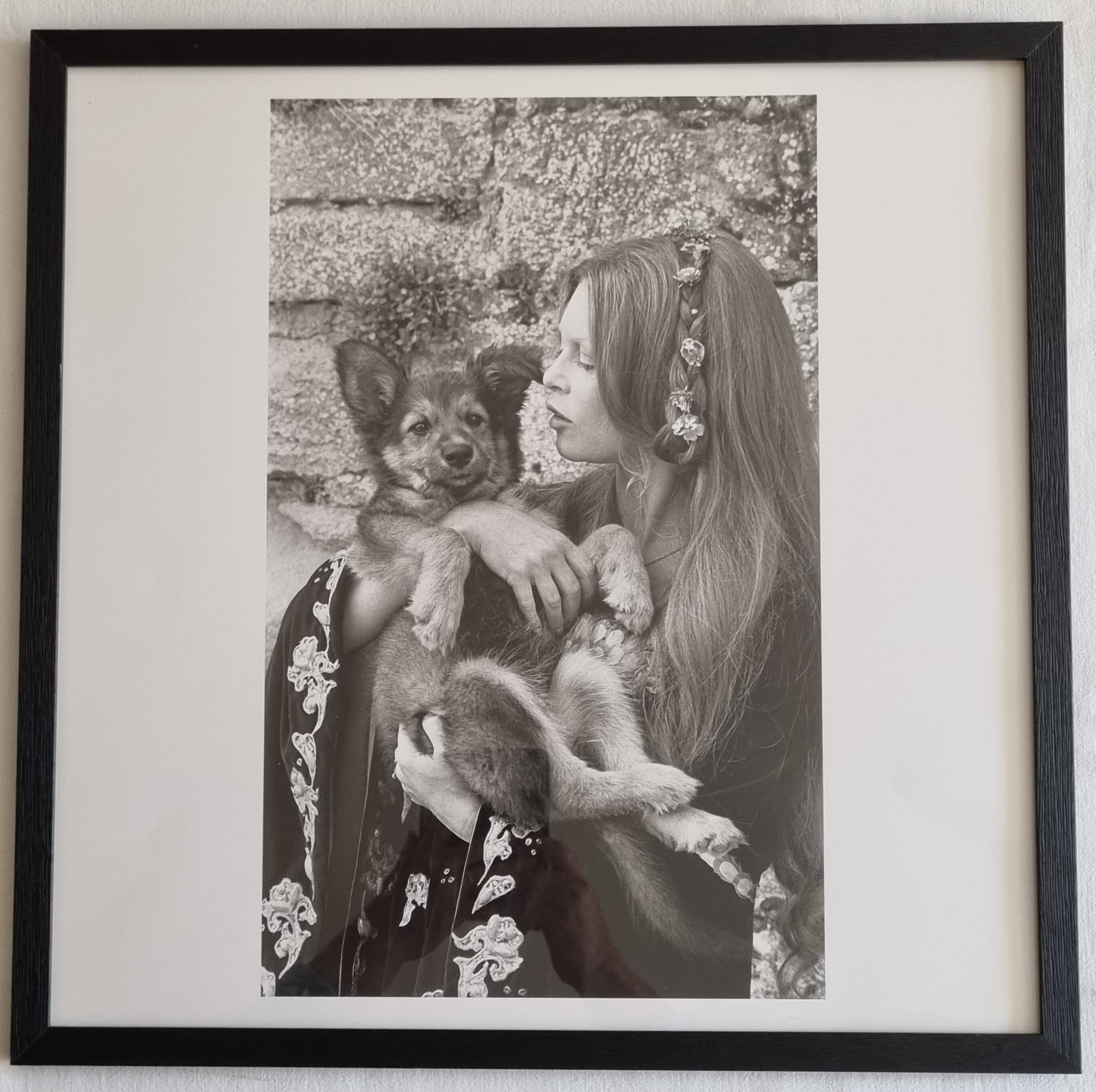 Brigitte Bardot, framed vintage black and white offset reproduction 53 cm