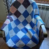 Hand knitted patchwork plaid