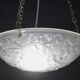French Art Deco glass bowl pendant chandelier with floral pattern, 1950