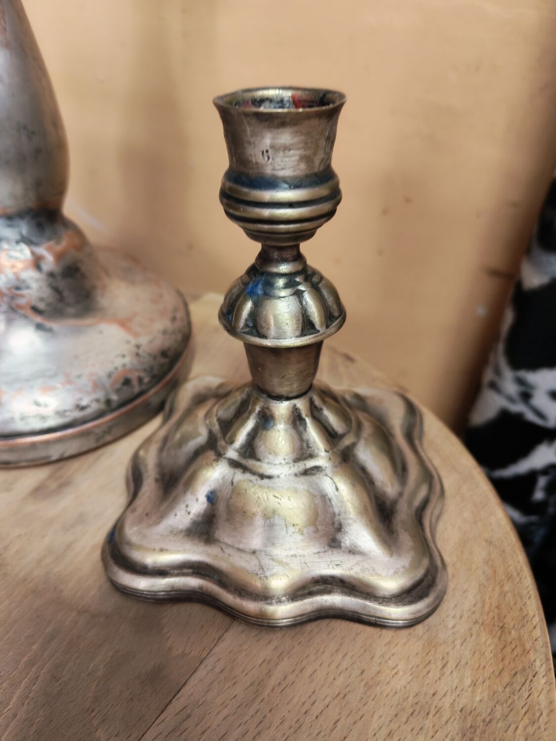 Set of three silver candle holders