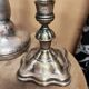 Set of three silver candle holders