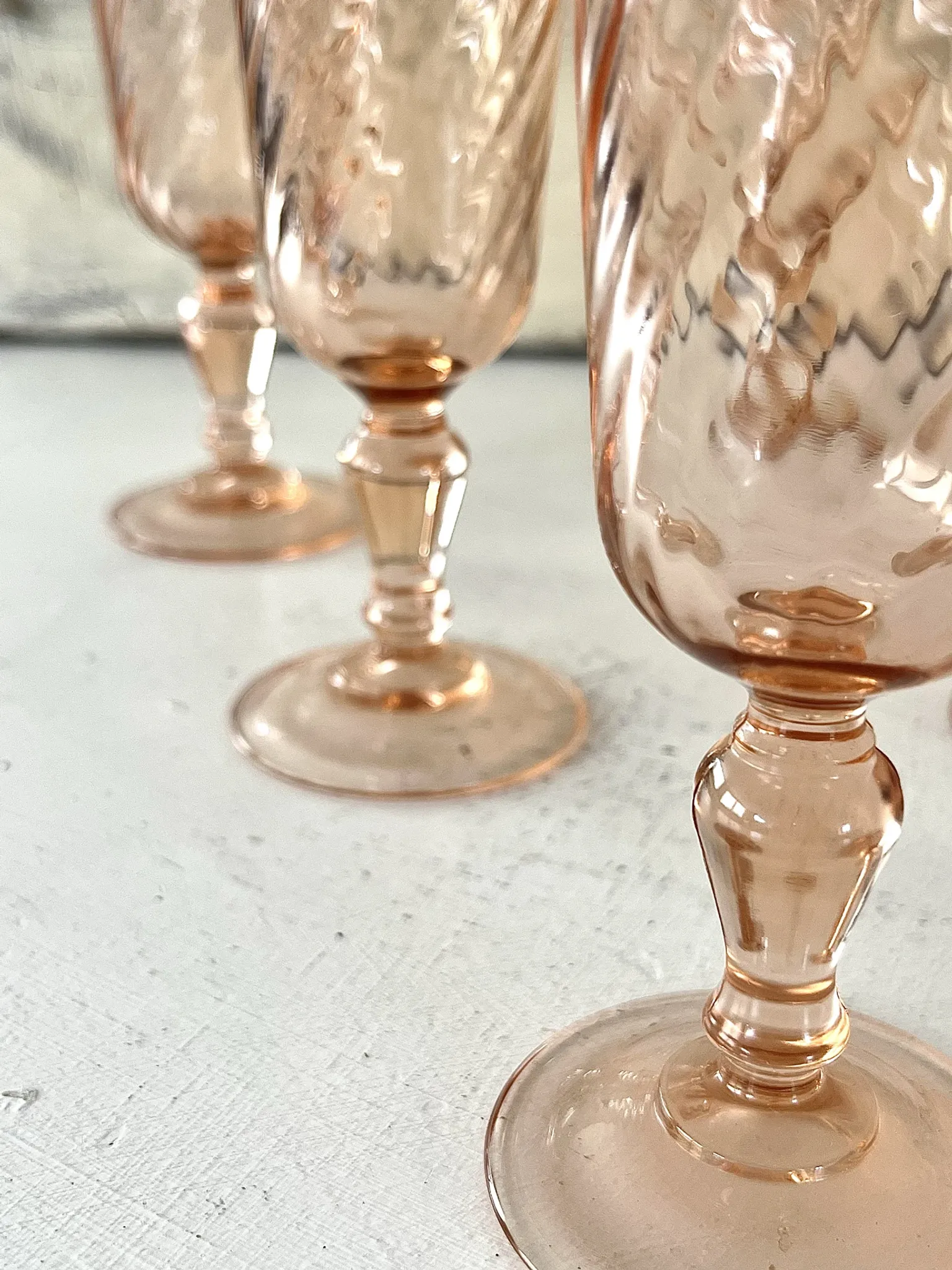 Champagne flutes set of 6, Rosaline luinarc swirl glass stemware