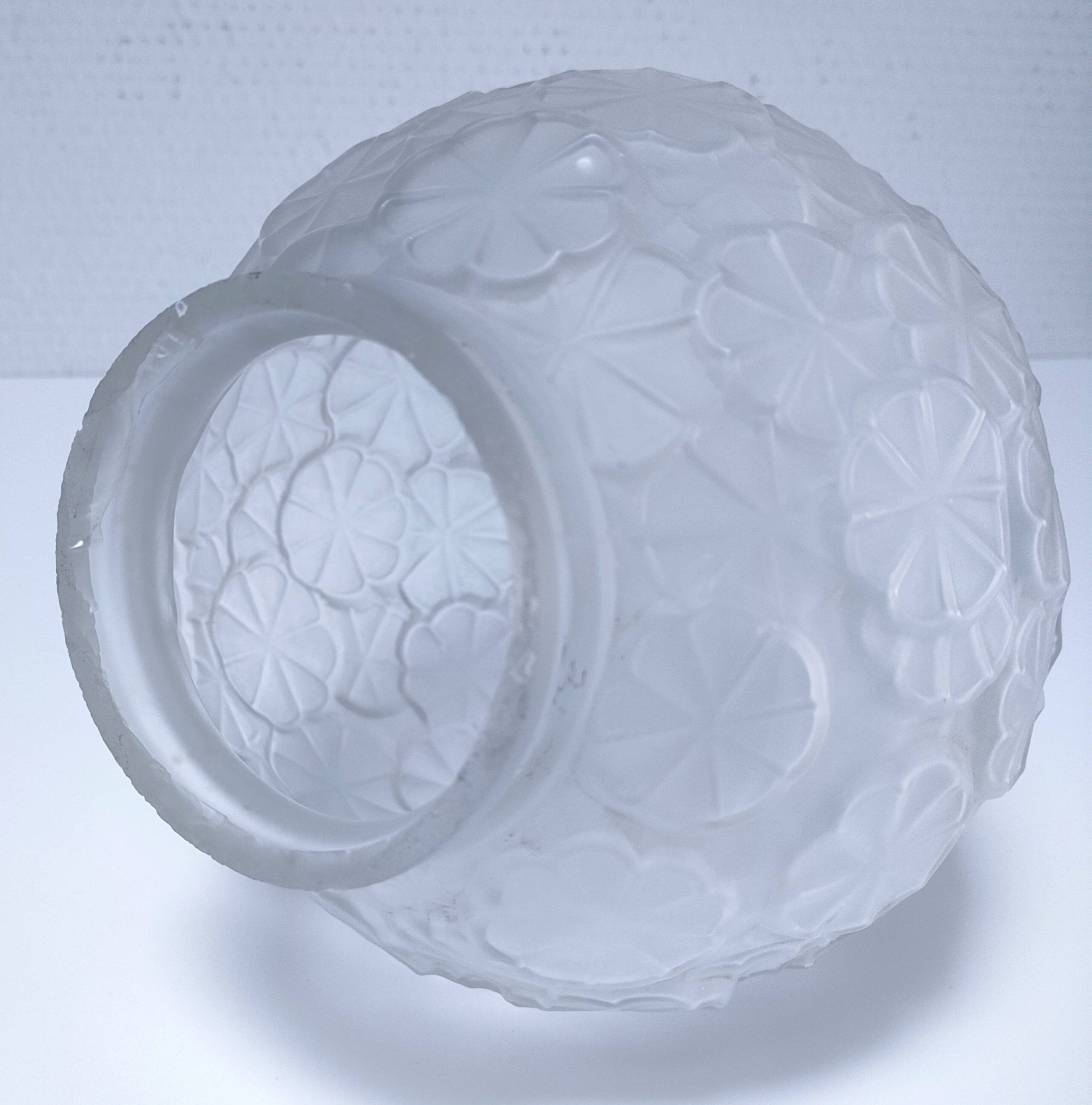 Art Deco glass ball pendant with floral decor
