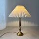 Brass table lamp with pleated shade, 1960s vintage design.