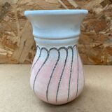 Antique strehla vase pink & white ceramic 1959 west germany vintage