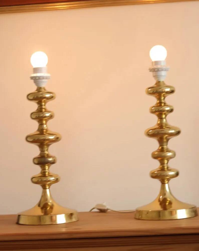 Pair of Swedish Coil Table Lamps