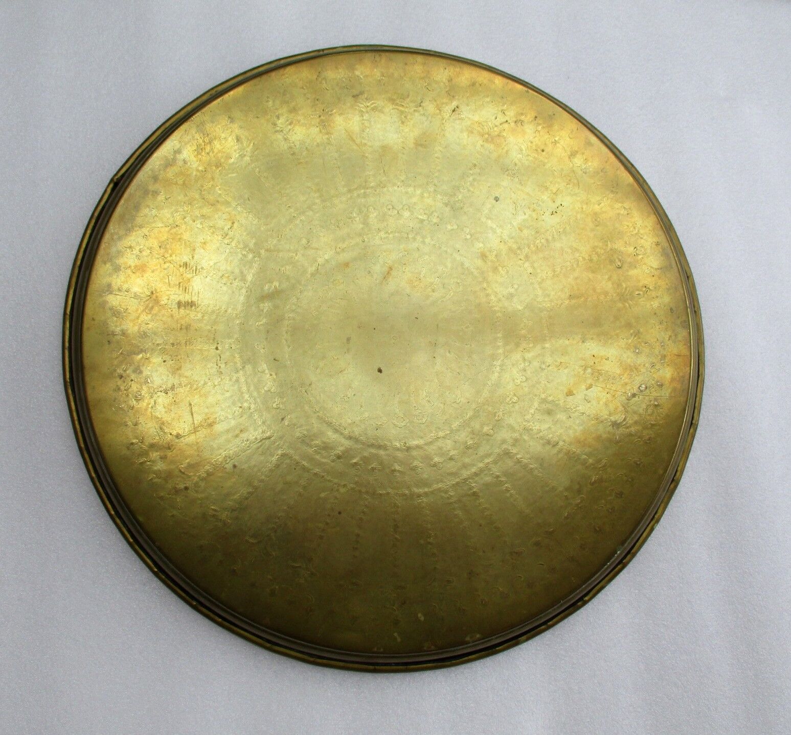 Large chissed brass serving tray