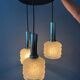 Suspension vintage en cascade en verre dépoli