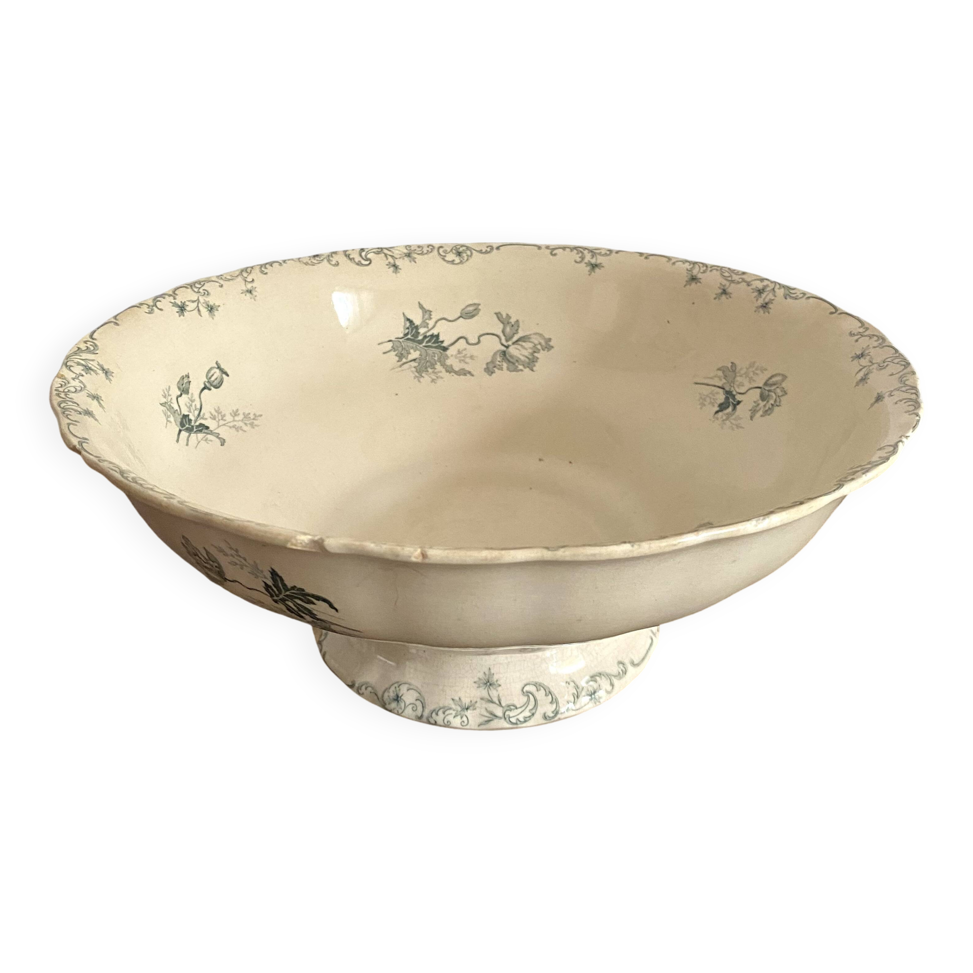 Old iron earth salad bowl, poppy model