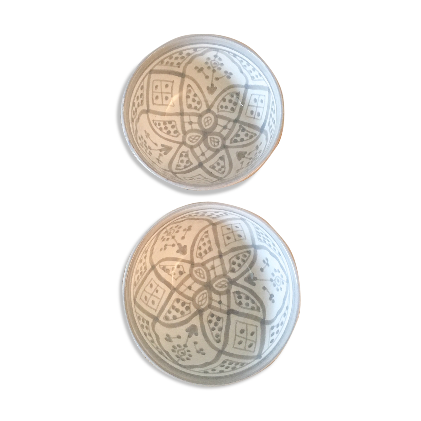 Lot of 2 grey bowls 15cm Moroccan ceramic