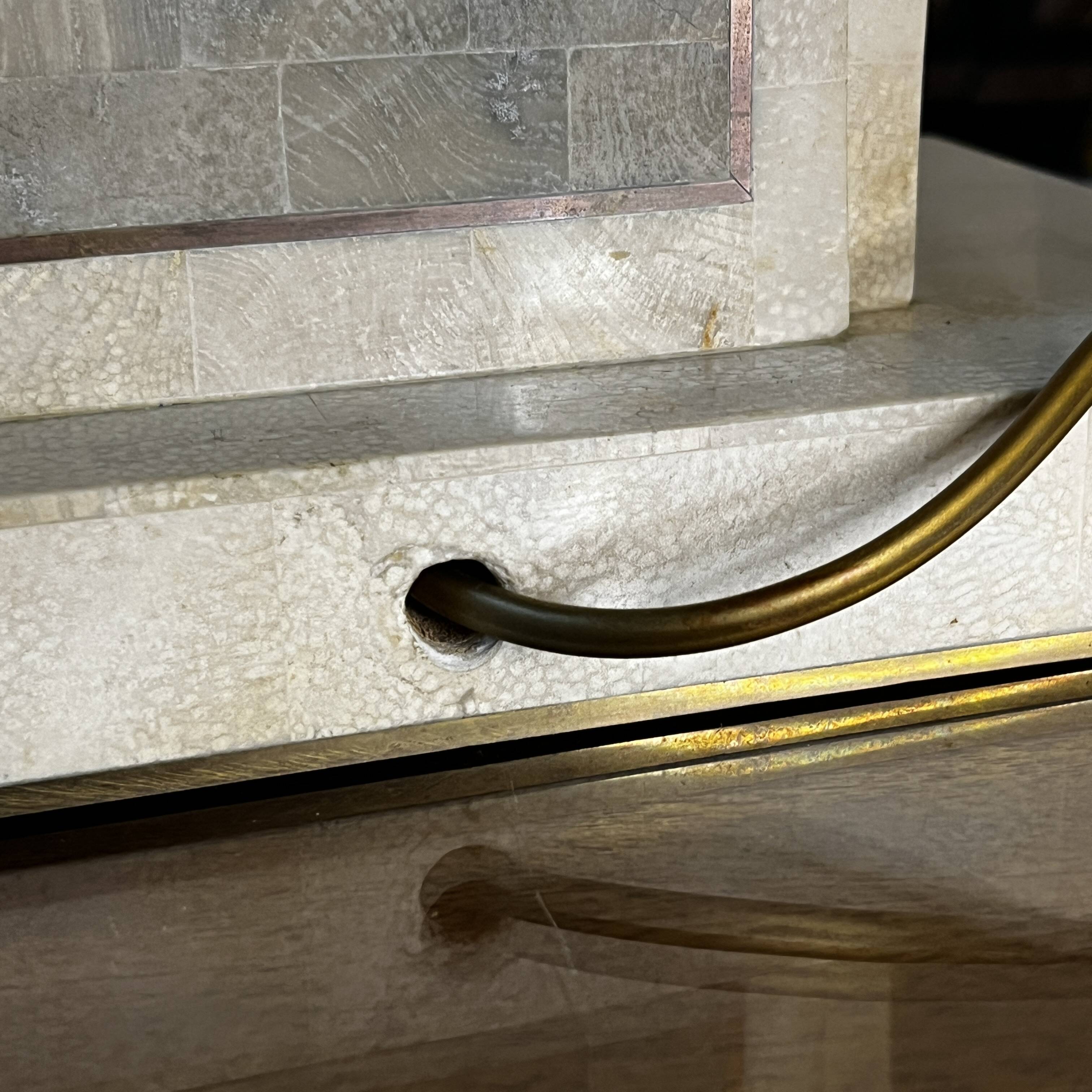 Hollywood regency lamp base maitland smith (usa), tessellated stones & brass, ca 1970