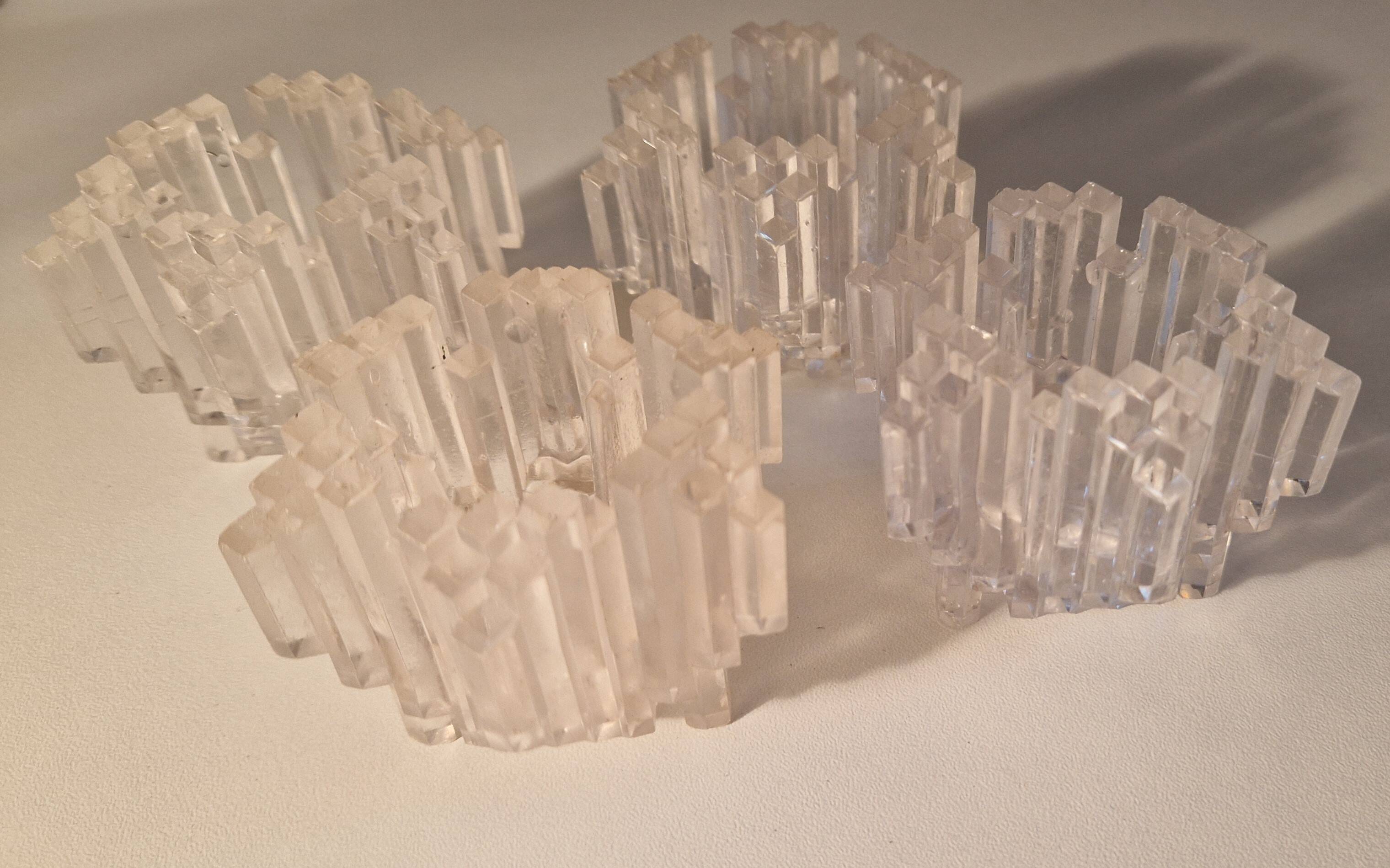 4 vintage plexiglass ice style candle holders 1980