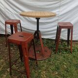Standing table, Tolix stools