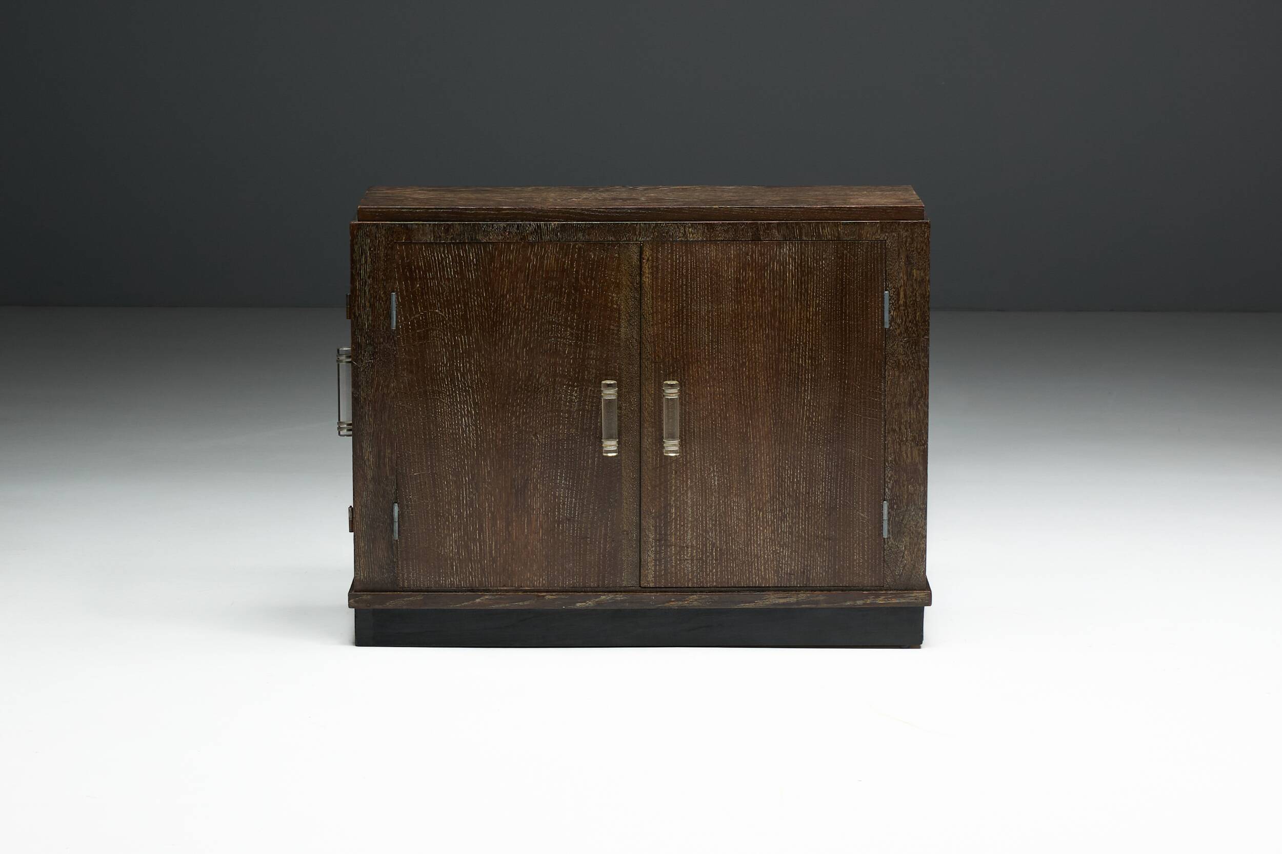 Modernist Art Deco oak cabinet, France, 1940s