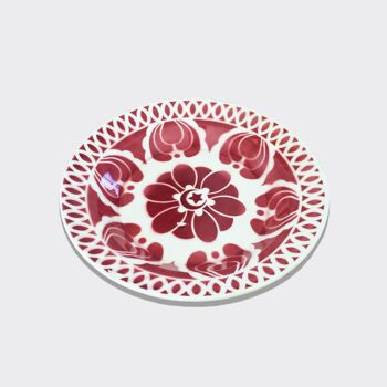 Red and white vintage ceramic dish