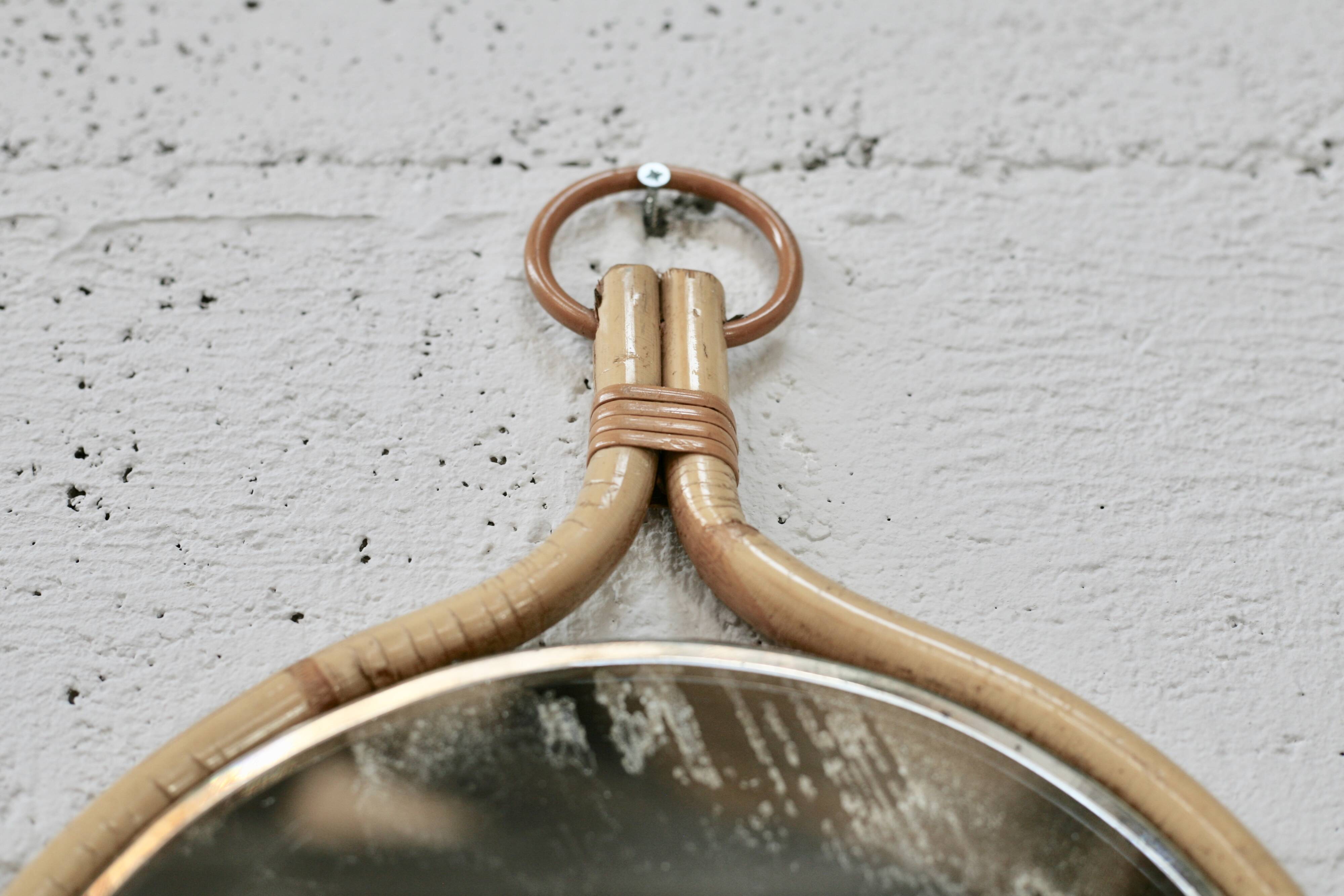 Rattan mirror in the style of Louis Sognot, France, 1950