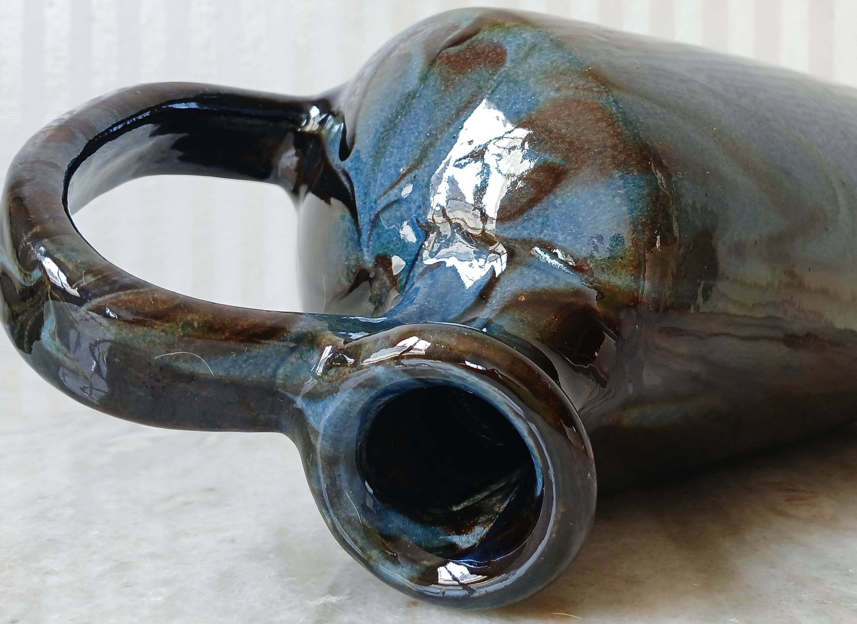 Puisaye stoneware shaped piece signed, XL pitcher