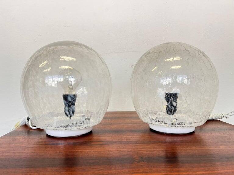 Pair of design mid century artglass Table Lamps, 1980s - Czechoslovakia