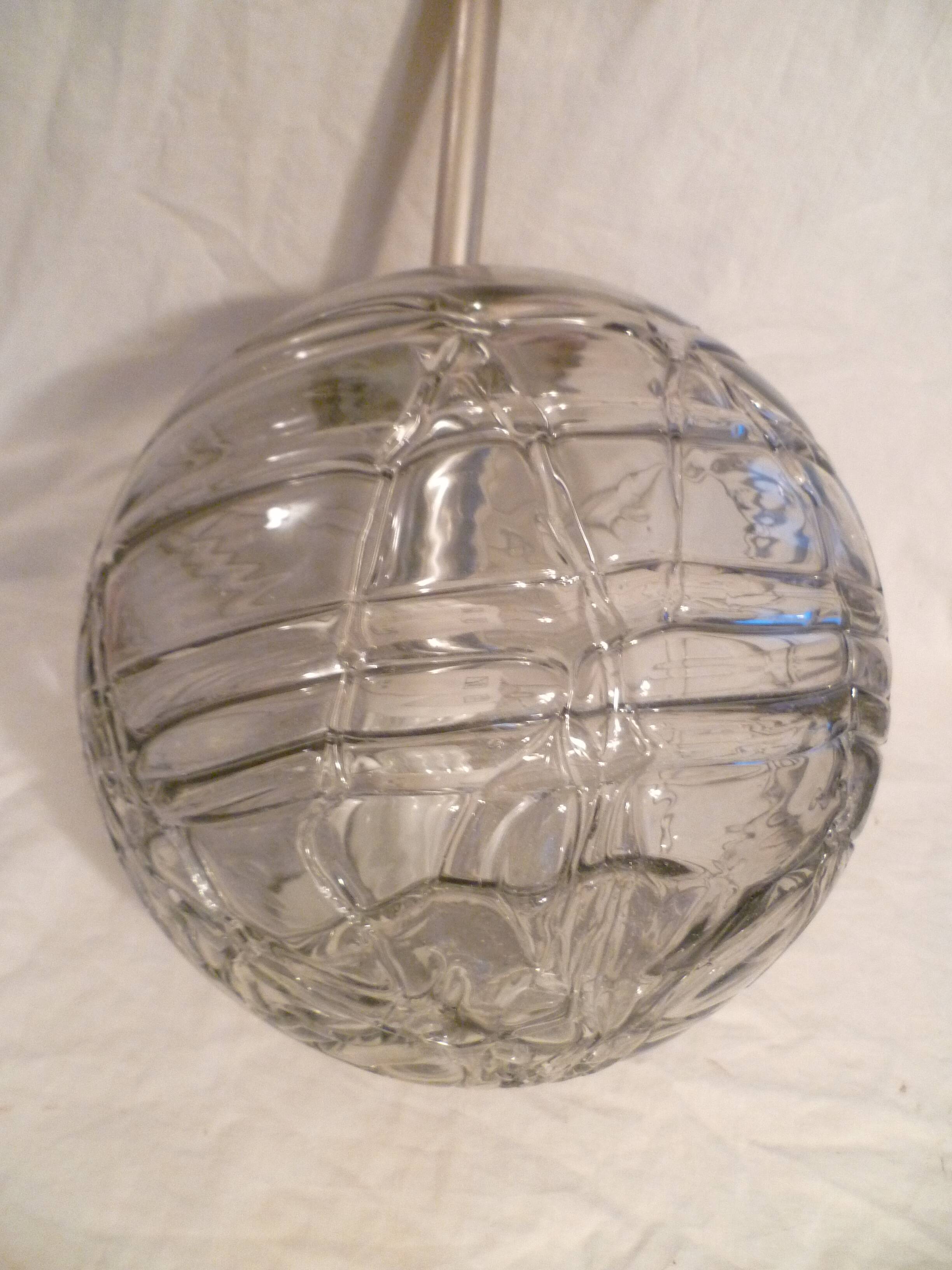 Set of 2 smoked glass ball suspensions by Doria Leuchten, Germany, 1970s.