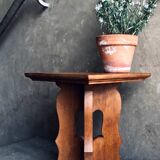 Brutalist oak side table