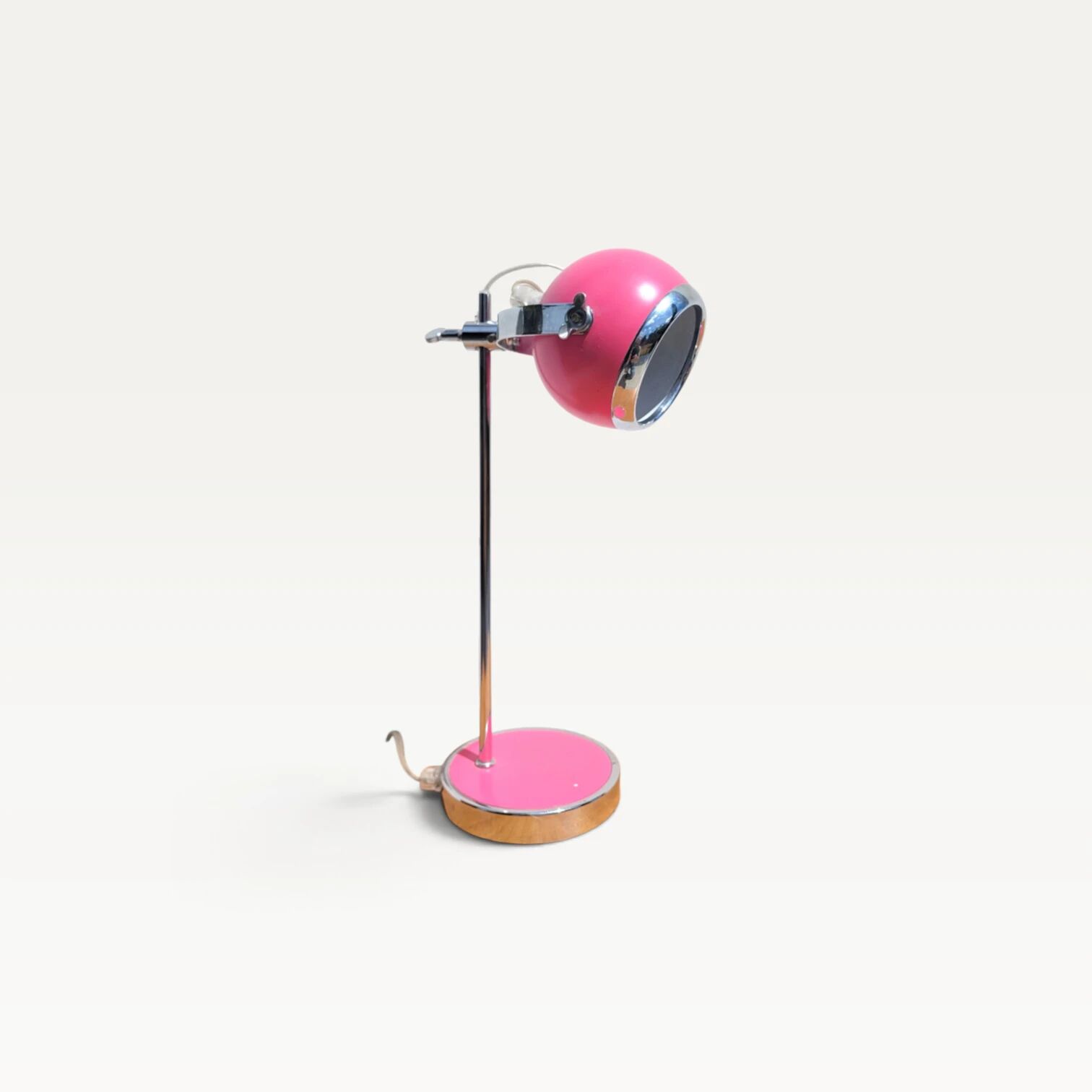 Pink and chrome Eyeball desk lamp