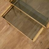 Italian nesting tables in brass and glass, 1970