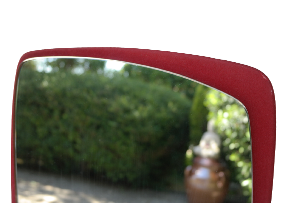 Retro free-form mirror felt wood 49 x 36