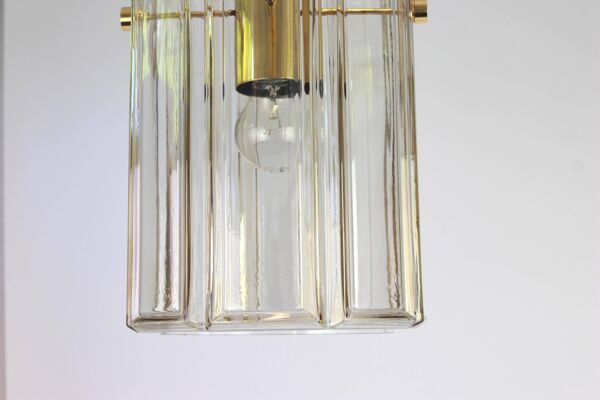 Suspension en forme de lanterne avec abat-jour cylindrique en verre par Limburg, Allemagne, années 1960