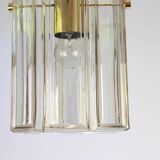 Large lantern-shaped pendant light with cylindrical glass shade by Limburg, Germany, 1960s.