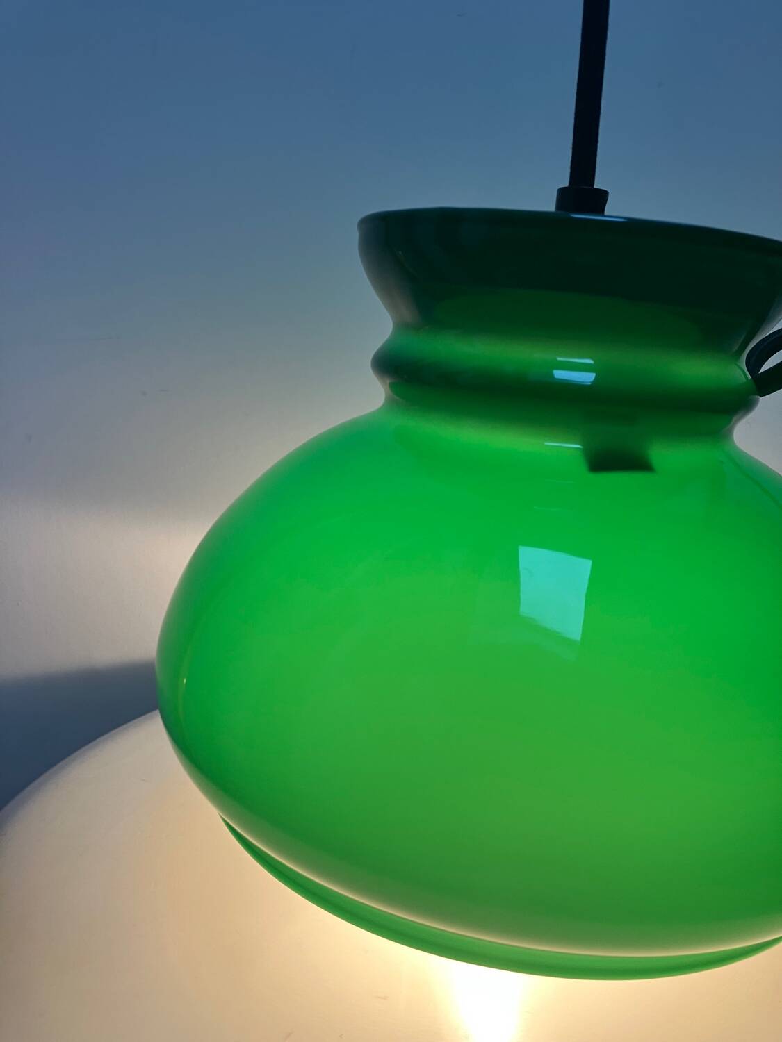 Vintage green opaline portable lamp