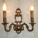 Large Vintage French Bronze Open Back Design Leaf Detail Double Wall Light 4740