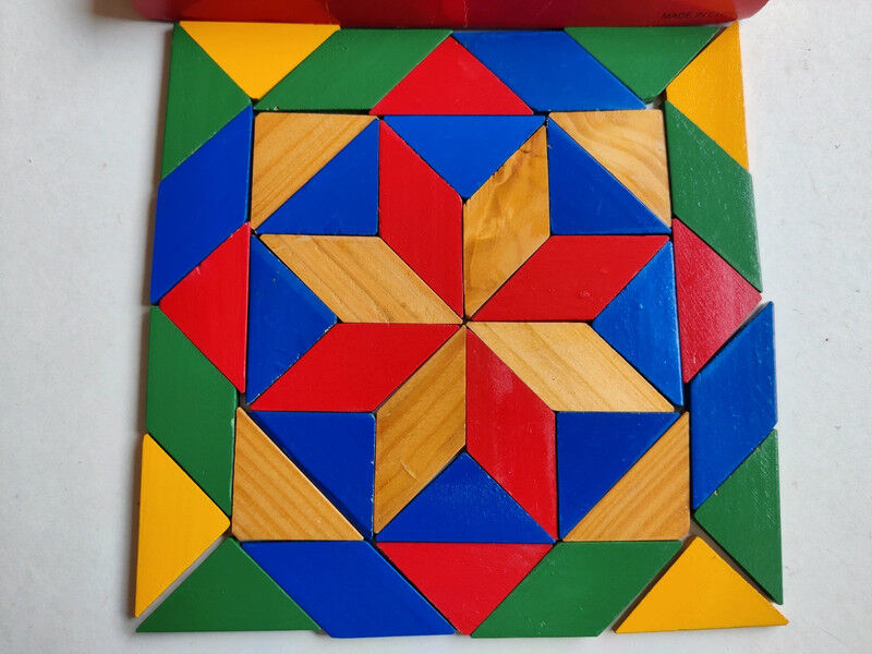 Game vintage painted wooden mosaic