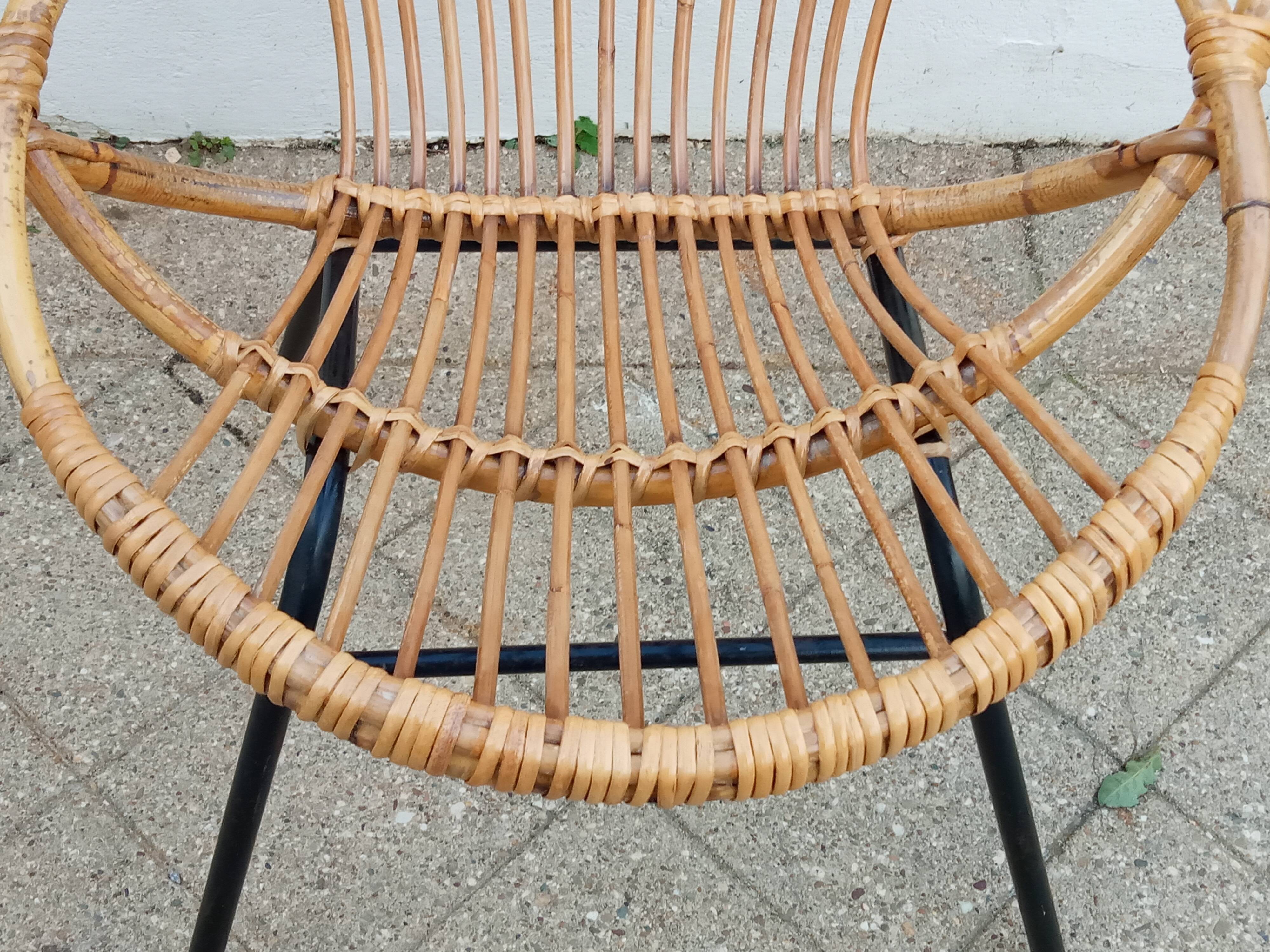 Rattan armchair 50s