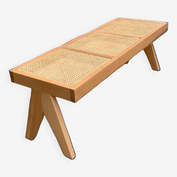 Wooden and cane bench