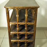 70s rattan hi-fi cabinet