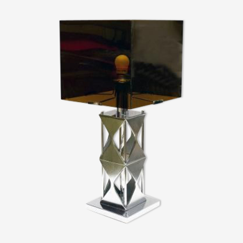 Lamp in smoked plexiglass and satin steel, 1970