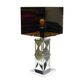 Lampe en plexiglas fumé et acier satiné, 1970