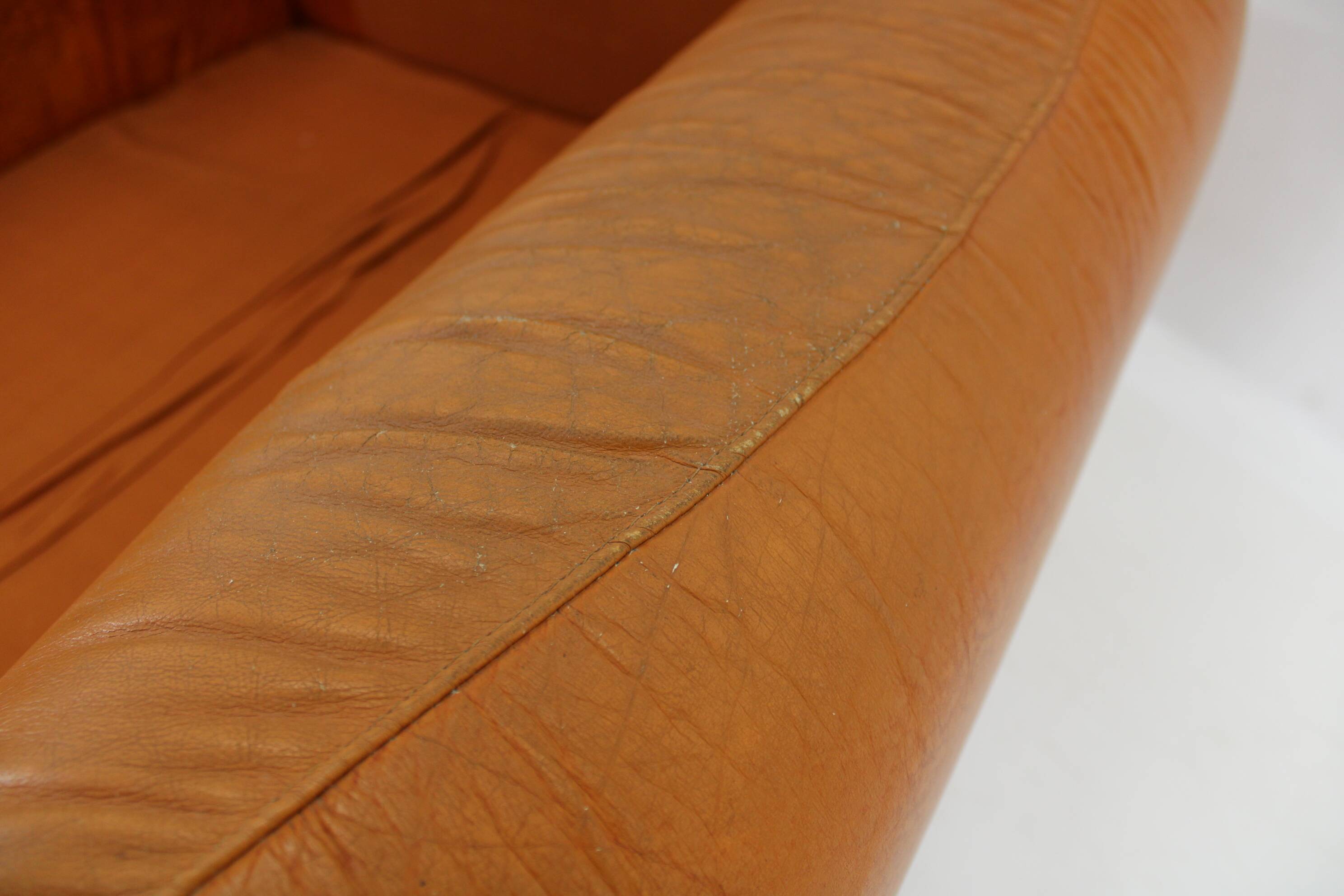 1970s  Cognac Leather Armchair ,Italy